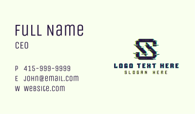 Glitch Gaming Letter S Business Card Image Preview