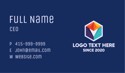 Multicolor Geometric Cube Business Card Image Preview