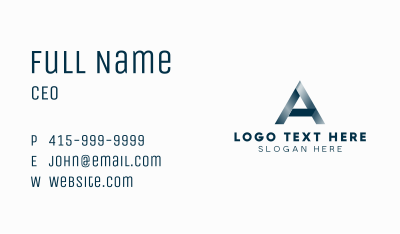 Metallic Ribbon Letter A Business Card Image Preview