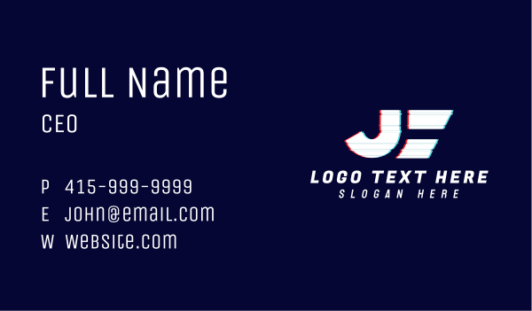 Glitchy Letter J Tech Business Card Design Image Preview