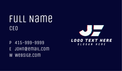 Glitchy Letter J Tech Business Card Image Preview