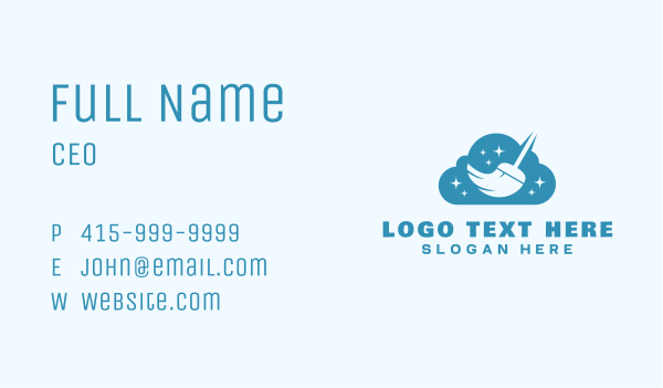 Cleaning Broom Cloud Business Card Design Image Preview