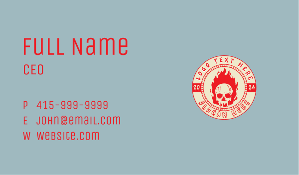 Flaming Skull Fire Business Card Design Image Preview