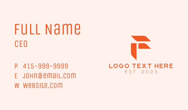 Orange Corporate Letter F Business Card Design Image Preview
