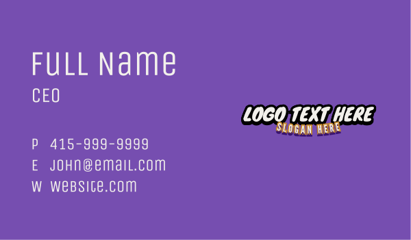 Playful Comic Wordmark Business Card Design Image Preview