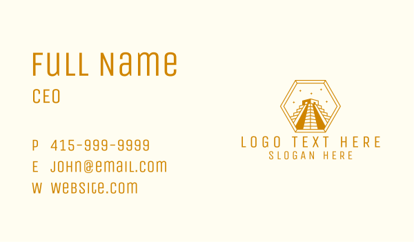 Golden Mayan Pyramid Business Card Design Image Preview