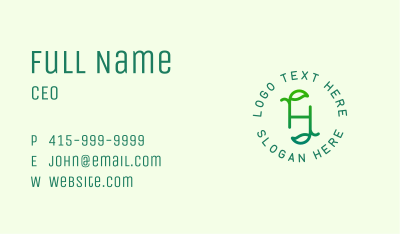 Organic Leaves Letter H Business Card Image Preview