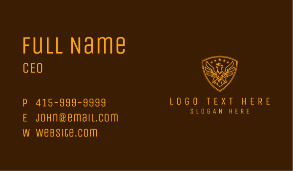 Golden Royal Eagle Crest  Business Card Design Image Preview