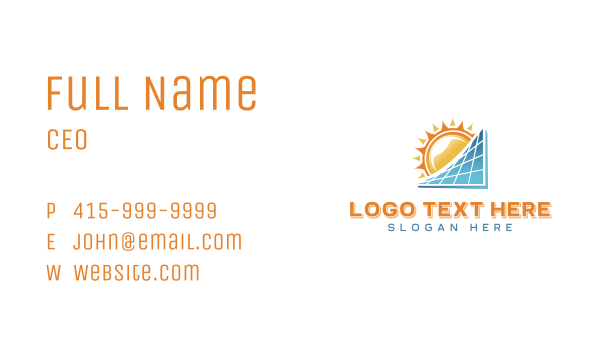 Renewable Solar Panel  Business Card Design Image Preview