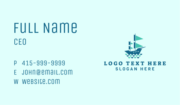 Ocean Galleon Voyage  Business Card Design Image Preview
