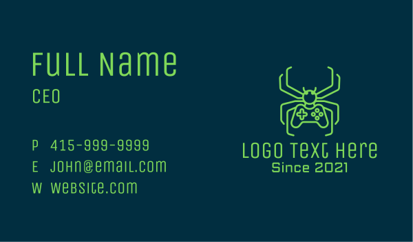 Minimalist Gaming Spider  Business Card Design Image Preview