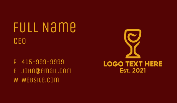 Golden Wine Goblet Business Card Design Image Preview