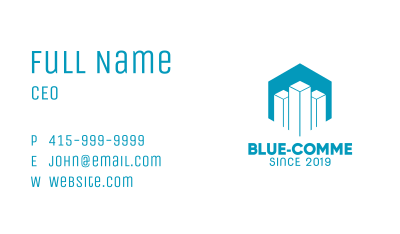 Blue Hexagon Tower Business Card Image Preview