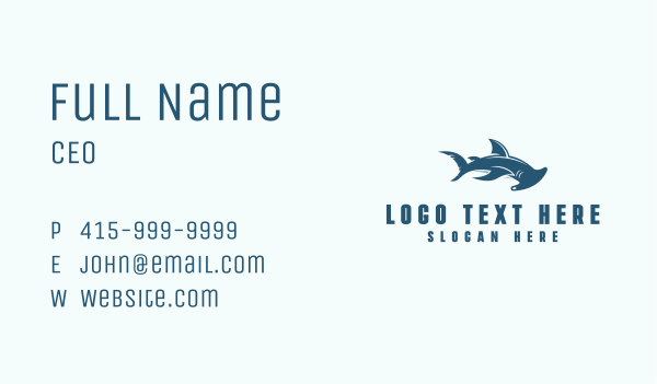 Ocean Aquarium Hammer Head Shark  Business Card Design Image Preview