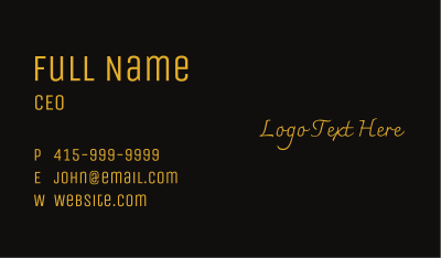 Luxury Brand Wordmark  Business Card