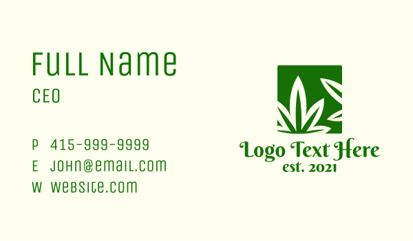 Green Cannabis Herb Business Card Design Image Preview
