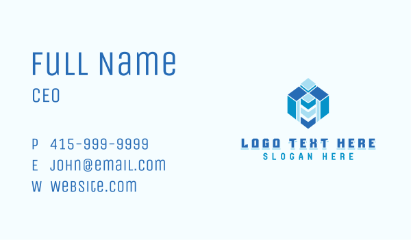 3D Cube AI Technology App Business Card Design Image Preview