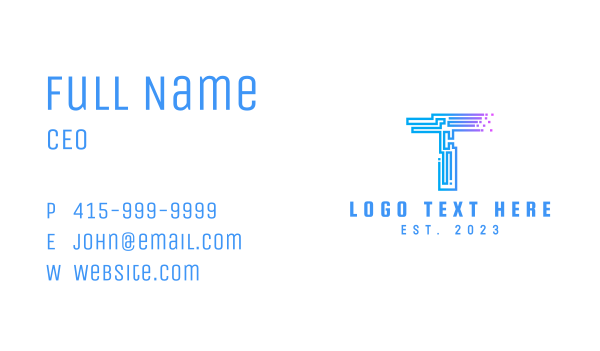 Programmer Monogram Letter T   Business Card Design Image Preview