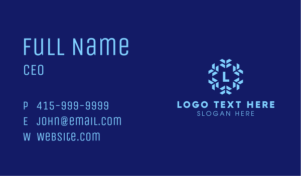 Blue Winter Snowflake Letter Business Card Design Image Preview