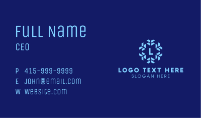 Blue Winter Snowflake Letter Business Card Image Preview