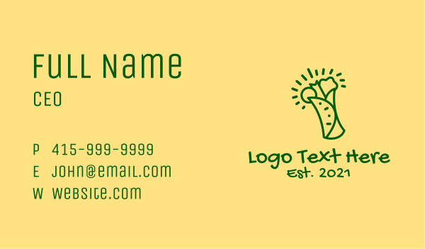Green Healthy Burrito  Business Card Design Image Preview