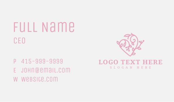 Floral Swirl Heart Business Card Design Image Preview