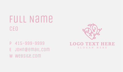 Floral Swirl Heart Business Card Image Preview