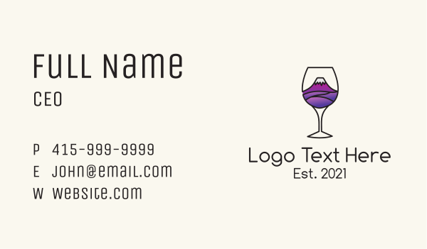 Mountain Wine Glass Business Card Design Image Preview