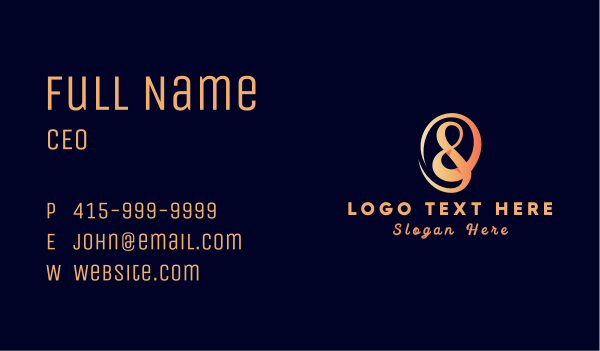 Orange Signature Ampersand Business Card Design Image Preview