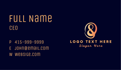 Orange Signature Ampersand Business Card Image Preview