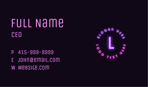Neon Lights Signage Casino Business Card Design Image Preview