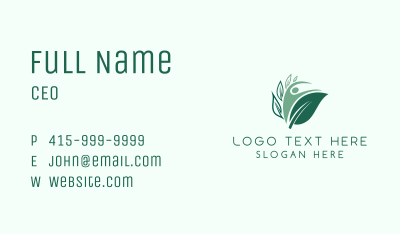 Green Human Leaf Business Card