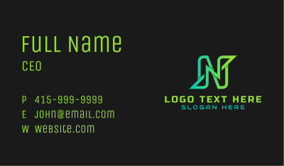Green Modern Tech Letter N Business Card Image Preview