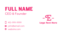 Curly Pink E Business Card Design
