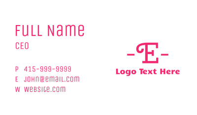 Curly Pink E Business Card