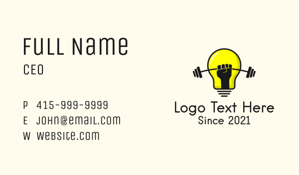 Weightlifting Hand Bulb Business Card Design Image Preview