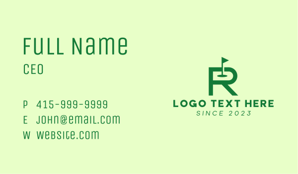 Green Golf Course Letter R Business Card Design Image Preview