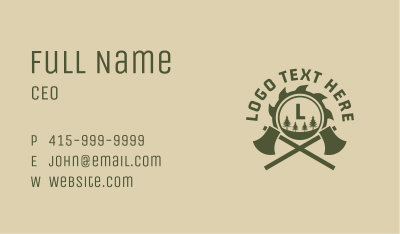 Axe Log Woodwork Business Card Image Preview