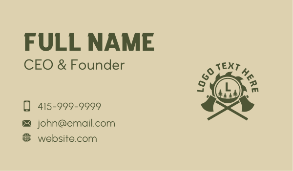 Axe Log Woodwork Business Card Design