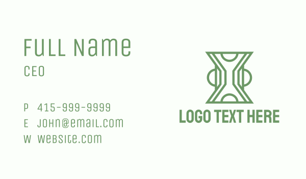 Green Line Art Hourglass  Business Card Design Image Preview