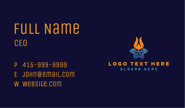Flame Snowflake HVAC Business Card Design Image Preview