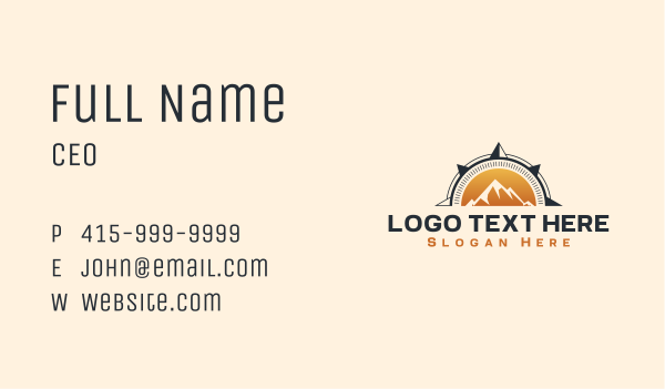Eco Mountain Compass Business Card Design Image Preview