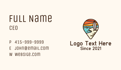 Beachside Location Surf Board Business Card Image Preview