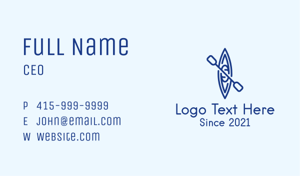 Minimalist Blue Canoe Business Card Design