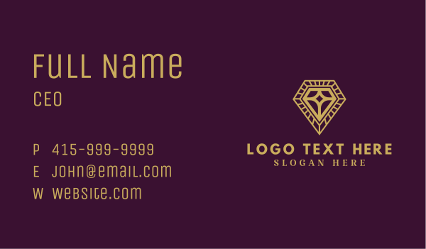 Gold Diamond Jewelry Business Card Design Image Preview