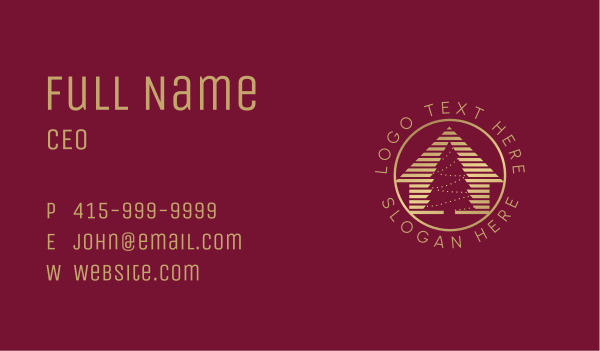 Gold Christmas Tree House Business Card Design Image Preview