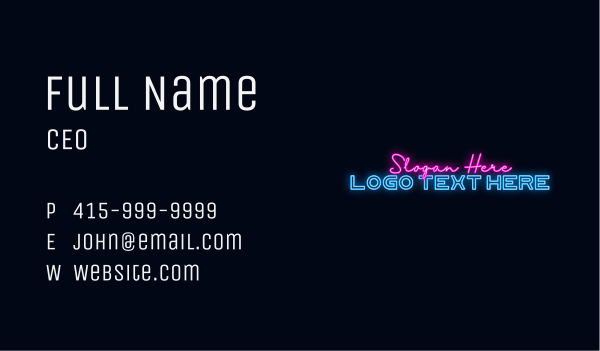 Neon Streamer Wordmark Business Card Design Image Preview