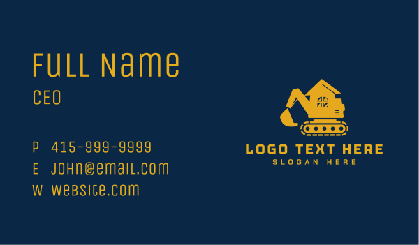 Excavator Home Construction Business Card Design Image Preview