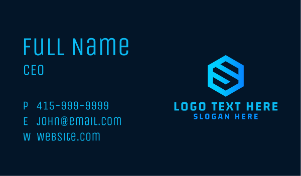 Techno Hexagon Letter S Business Card Design Image Preview