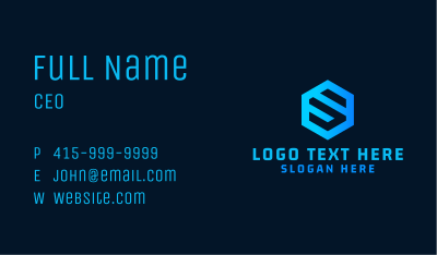 Techno Hexagon Letter S Business Card Image Preview